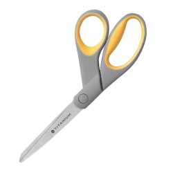 Westcott Titanium Bonded Scissors, 8in, Bent, Gray/Yellow