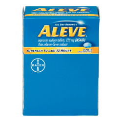 Aleve Pain Reliever Tablets, 1 Tablet Per Packet, Box Of 50 Packets