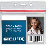 SICURIX Sealable ID Badge Holder - Support 3.75in x 2.62in Media - Horizontal - Vinyl - 50 / Pack - Clear