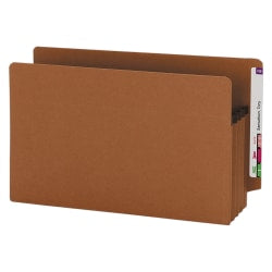 Smead End-Tab Extra-Wide File Pockets, 3-1/2in Expansion, Extra-Wide Legal Size, 100% Recycled, Redrope, Pack Of 25