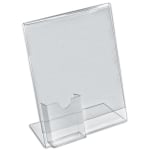 Azar Displays L-Shaped Acrylic Sign Holders With Attached Tri-Fold Pockets, 11in x 8 1/2in, Clear, Pack Of 10