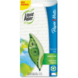 Paper Mate Liquid Paper DryLine Grip 67% Recycled Correction Tape, 1 Line x 335