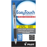 Pilot EasyTouch Retractable Ballpoint Pens, Medium Point, 1.0 mm, Clear Barrel, Black Ink, Pack Of 12