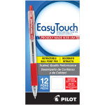 Pilot EasyTouch Retractable Ballpoint Pens, Medium Point, 1.0 mm, Clear Barrel, Red Ink, Pack Of 12