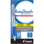 Pilot EasyTouch Retractable Ballpoint Pens, Medium Point, 1.0 mm, Clear Barrel, Blue Ink, Pack Of 12