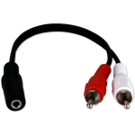 QVS 3.5mm Mini-Stereo Female to Two RCA Male Speaker Adaptor - 8in Mini-phone/RCA Audio Cable for Audio Device, Speaker - First End: 1 x Mini-phone Stereo Audio - Female - Second End: 2 x RCA Stereo Audio - Male - Splitter Cable - Black - 1