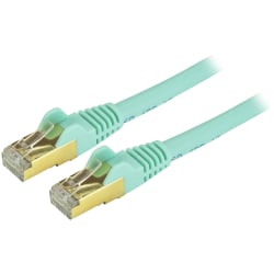 StarTech.com 10ft Aqua Cat6a Shielded Patch Cable - Cat6a Ethernet Cable - 10ft Cat 6a STP Cable -  Aqua