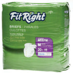 FitRight Ultra Briefs, Medium, 32 - 42in, White, Bag Of 20