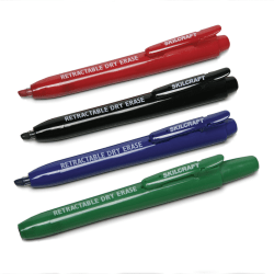 SKILCRAFT Retractable Chisel-Tip Dry-Erase Markers, Pack Of 4 (AbilityOne 7520-01-519-5769)