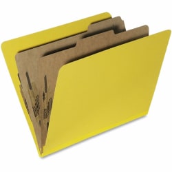 SKILCRAFT Pressboard Classification Folders, 30% Recycled, Yellow (AbilityOne 7530-01-556-7918), Box of 10