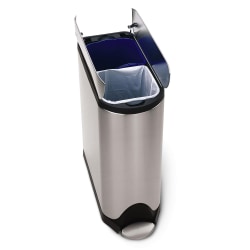 simplehuman Butterfly Step Fingerprint-Proof Brushed Stainless Steel Recycler And Trash Bin, 10.6 Gallons