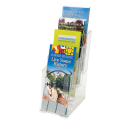 Deflecto Stand-Tall Countertop Leaflet Size Literature Display, 10inH x 47/8inW x 6 1/8inD, Clear