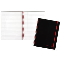 Black n Red Wirebound Notebook, 8 1/2in x 11in, 1 Subject, College Ruled, 70 Sheets, Black/Red