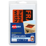 Avery Preprinted "Fragile Handle with Care" Shipping Label Stickers, 5283, 3in x 5in, Neon Red, Pack Of 40 Non-Printable Labels