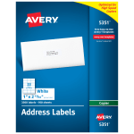 Avery Copier Permanent Address Labels, 5351, 1in x 2 13/16in, White, Pack Of 3,300