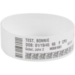 Zebra Z-Band DirectPolypropylene Wristbands, 1in x 11in, White, 200 Per Roll, Carton Of 6 Rolls