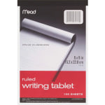 Mead Ruled Writing Tablet - 100 Sheets - Ruled - 20 lb Basis Weight - 6in x 9in - White Paper - 1 Each