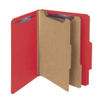 Smead Classification Folders, Pressboard With SafeSHIELD Fasteners, 2 Dividers, 2in Expansion, Letter Size, Bright Red, Box Of 10