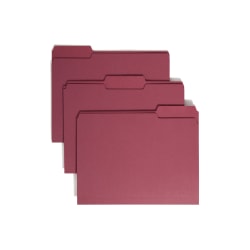 Smead Color File Folders, Letter Size, 1/3 Cut, Maroon, Box Of 100