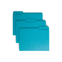 Smead Color File Folders, Letter Size, 1/3 Cut, Teal, Box Of 100