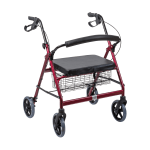 DMI Adjustable Steel Bariatric Rollator With Seat, 34 3/4in x 28 1/2in, Burgundy