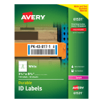 Avery Permanent Durable ID Labels With TrueBlock, 61531, Rectangle, 3-1/4in x 8-3/8in, White, Pack Of 150