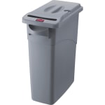 Rubbermaid Commercial Slim Jim Confidential Document Container w/Lid - External Dimensions: 11in Width x 22in Depth x 25in Height - 16 gal - Lid Lock Closure - Gray - For Document - 1 Each