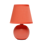 Simple Designs  Mini Ceramic Globe Table Lamp, 8.66inH, Orange