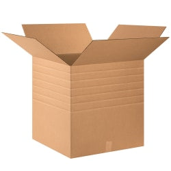 Partners Brand Multi-Depth Corrugated Boxes, 20in x 20in x 20in, Scored 18in, 16in, 14in, Kraft, Pack Of 10