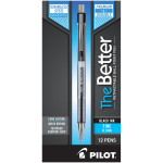 Pilot Better Retractable Ballpoint Pens, Fine Point, 0.7 mm, Translucent Black Barrel, Black Ink, Pack Of 12