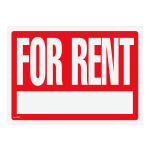 Cosco "For Rent" Sign With Stake Kit, 16in x 22 1/2in, Red/White