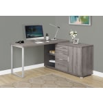 Monarch Specialties 24inW L-Shaped Corner Desk With Cabinet, Dark Taupe