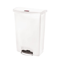 Rubbermaid Slim Jim Rectangular Plastic Wastebasket, Step-On, 24 Gallons, White