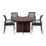 Boss Office Products 42in Round Table And Mesh Guest Chairs Set, Mahogany/Black