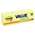 Post-it Notes, 3 in x 3 in, 18 Pads, 100 Sheets/Pad, Back to School Supplies for Students, Sticky Notes for Textbooks and Notebooks, Clean Removal, Canary Yellow