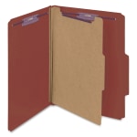 Smead Classification Folders, Pressboard With SafeSHIELD Fasteners, 1 Divider, 2in Expansion, Letter Size, 100% Recycled, Red, Box Of 10