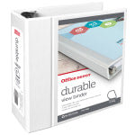 Office Depot Brand Durable View 3-Ring Binder, 5in Slant Rings, White