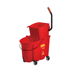 Rubbermaid Commercial WaveBrake Plastic/Steel Side-Press Wringer/Bucket Combo, 8.75 Gallons, Red