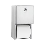 Bobrick 2-Roll Toilet Tissue Dispenser, 6 1/8in x 6in x 11in, Stainless Steel