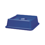 Rubbermaid Untouchable Square Plastic Bottle And Can Recycling Top, 20 1/8in x 20 1/8in x 6 1/4in, Blue