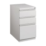 WorkPro 20inD Vertical 3-Drawer Mobile Pedestal File Cabinet, Light Gray