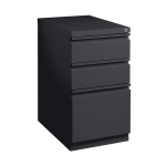 WorkPro 20inD Vertical 3-Drawer Mobile Pedestal File Cabinet, Black