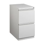 WorkPro 20inD 2-Drawer Letter-Size Vertical Mobile Pedestal File Cabinet, Metal, Light Gray