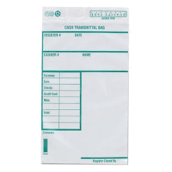 Quality Park Tamper-Evident Cash Transmittal Bags With Redi-Strip, 6in x 9in, White, Pack Of 100