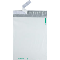 Quality Park Poly Mailers With Perforation, 12in x 15 1/2in, Self-Adhesive, White, Pack Of 100