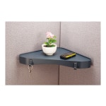 Officemate Vertical Mate Corner Shelf With 2 Hooks, 2 5/8inH x 9 1/8inW x 7/8inD, Gray