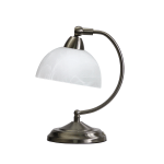 Elegant Designs Mini Modern Bankers Desk Lamp, 11inH, White Marble Shade/Brushed Nickel Base