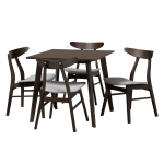 Baxton Studio Britte Dining Set, 29-9/16inH x 31-1/2inW x 31-1/2inD, Light Gray/Dark Brown