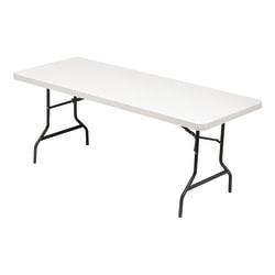 Alera Resin Folding Table, Rectangle, Platinum/Black