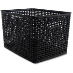 Advantus Plastic Weave Bin - Square - 13.5in Height x 10.5in Width x 8.8in Depth - Plastic - Black - 2 Each